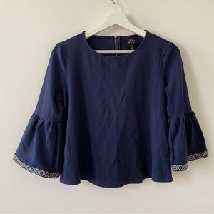W5 Women’s Bell Sleeve Blue Top